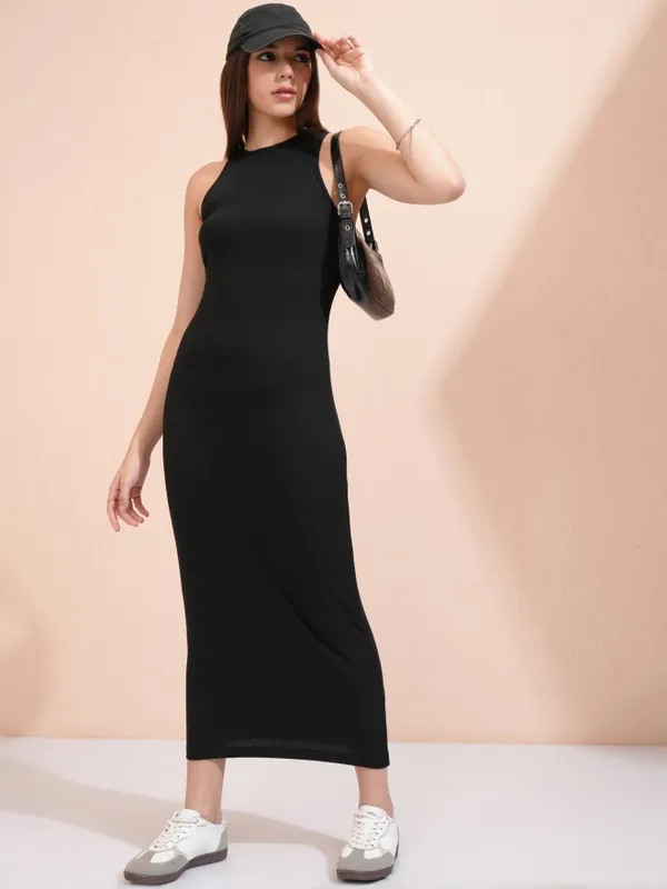 Tokyo Talkies Women Black Solid Bodycon Dress