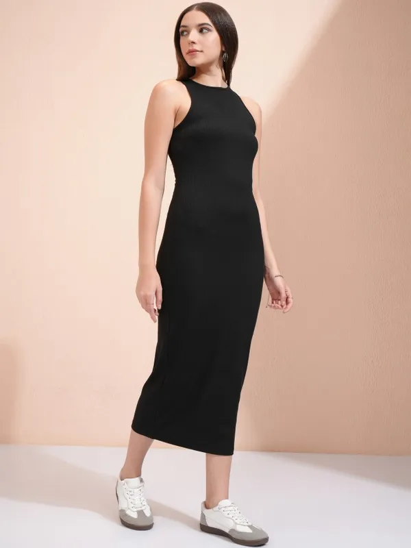 Tokyo Talkies Women Black Solid Bodycon Dress