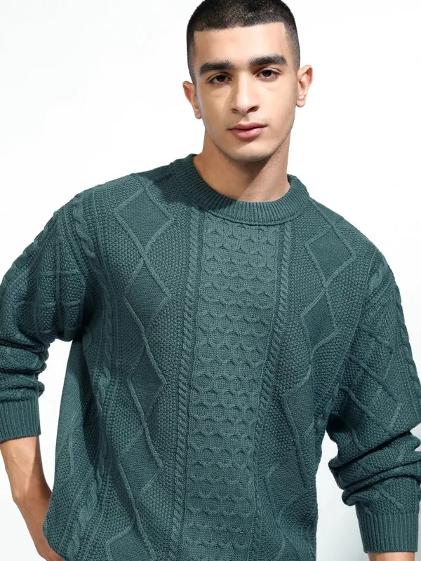 Highlander Men Grey Round Neck Pullover