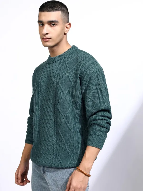 Highlander Men Grey Round Neck Pullover