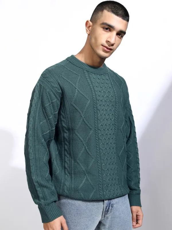 Highlander Men Grey Round Neck Pullover