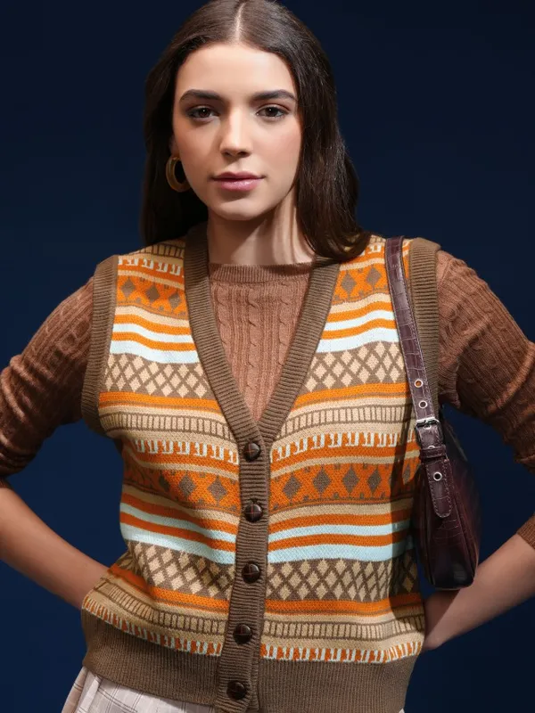 Women Self Design Sweater