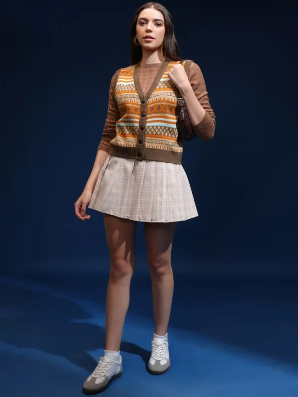 Women Self Design Sweater