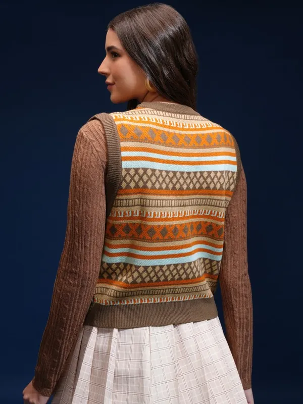 Women Self Design Sweater