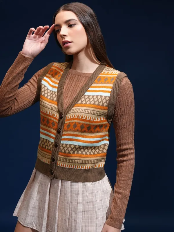 Women Self Design Sweater