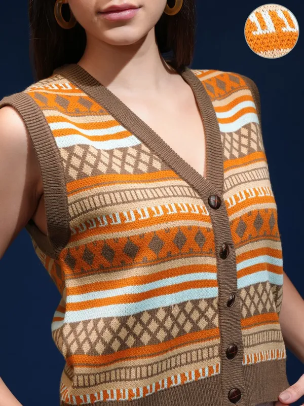 Women Self Design Sweater