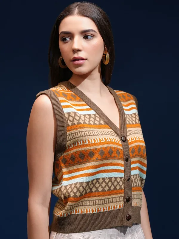 Women Self Design Sweater