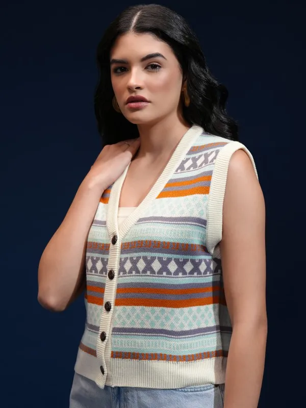 Women Self Design Sweater