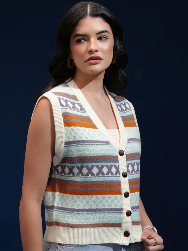 Women Self Design Sweater