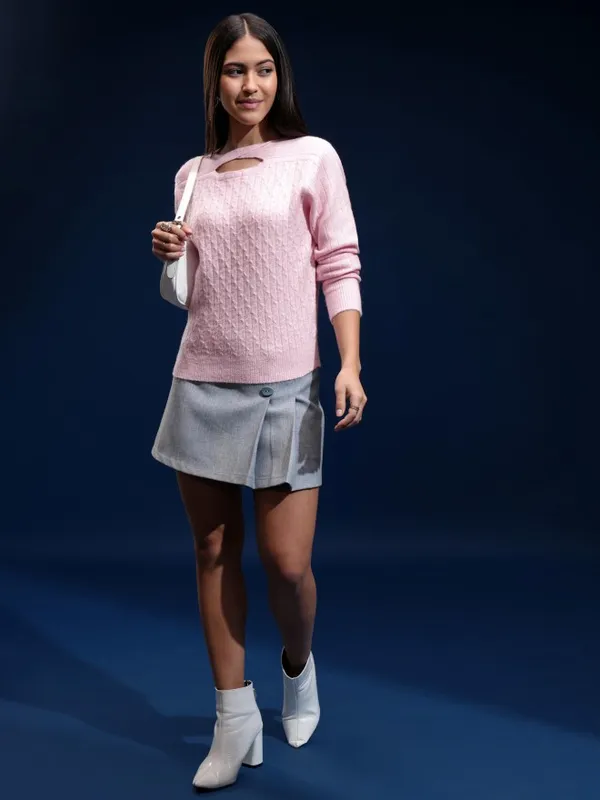 Women Self Design Sweater