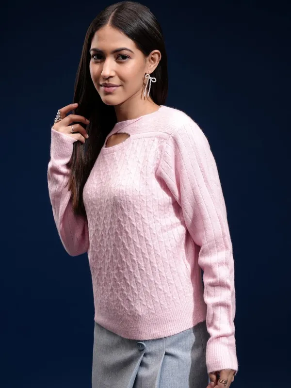 Women Self Design Sweater