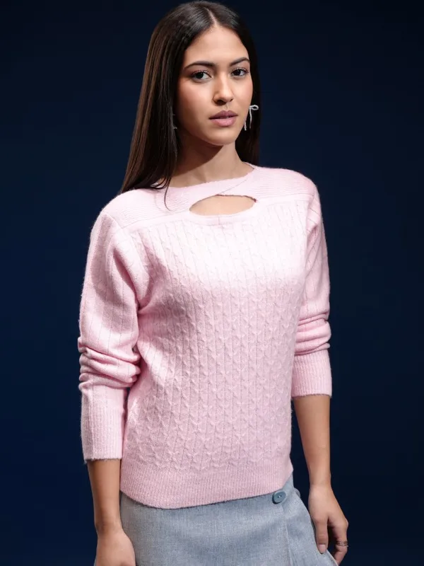 Women Self Design Sweater