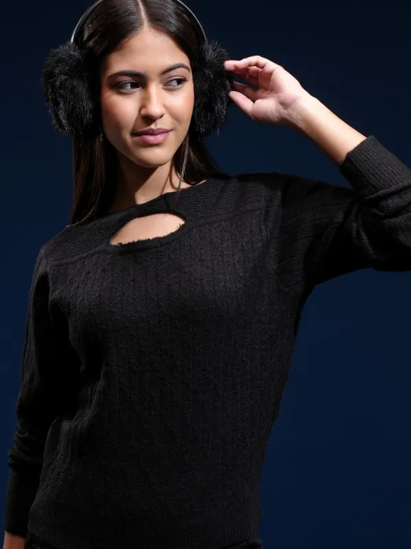 Women Self Design Sweater