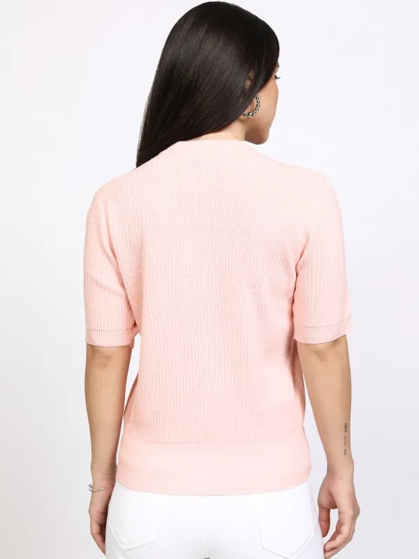 Tokyo Talkies Women Pink Round Neck Sweater