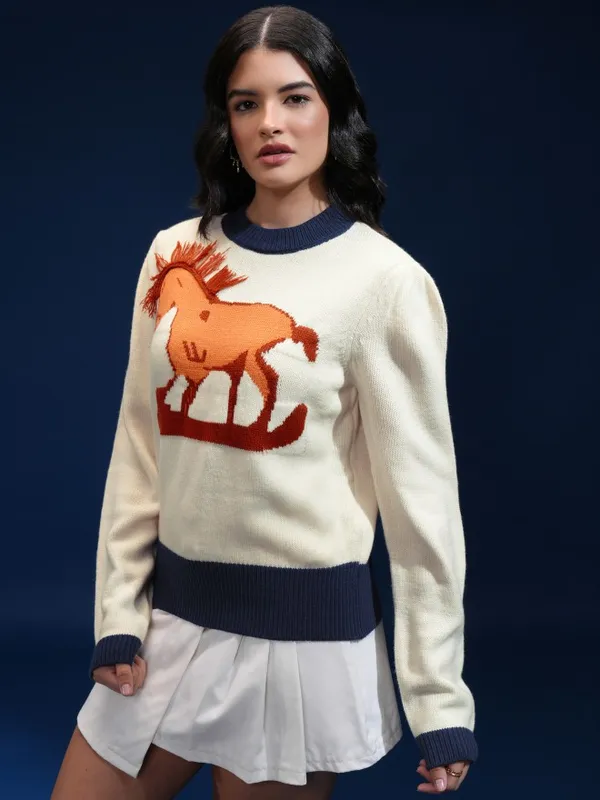 Women Self Design Sweater