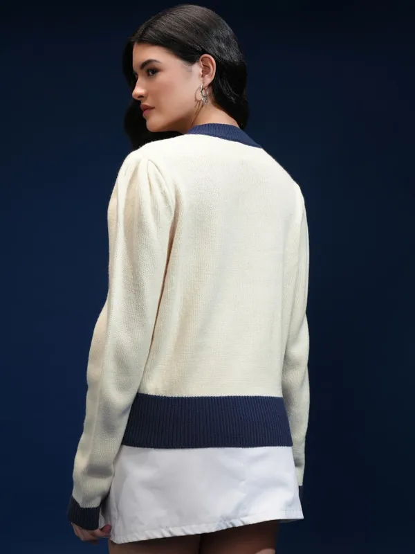 Tokyo Talkies Women Beige Round Neck Sweater