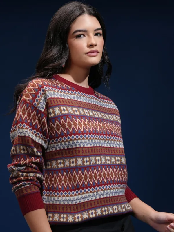 Women Self Design Sweater