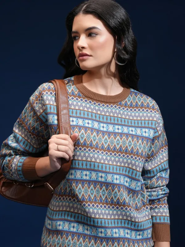 Women Self Design Sweater