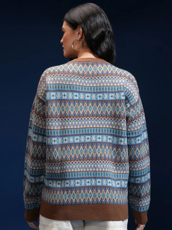 Women Self Design Sweater