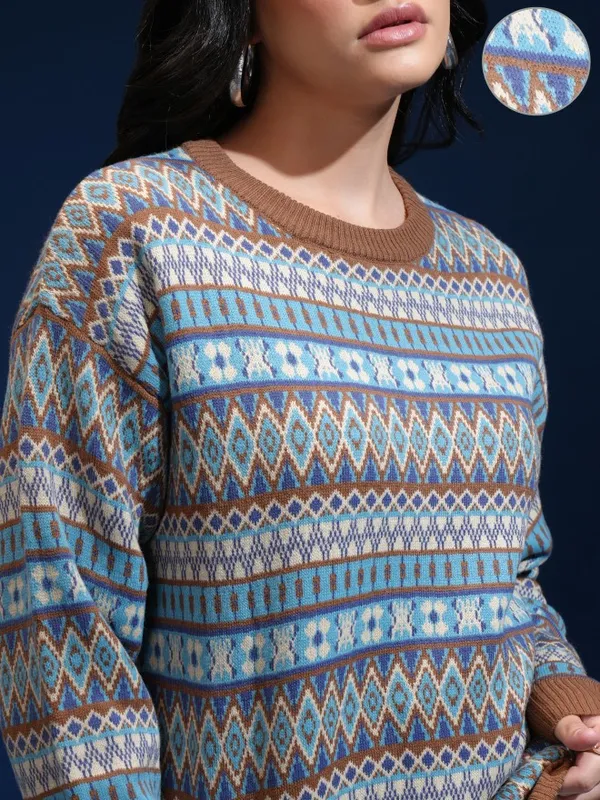 Women Self Design Sweater