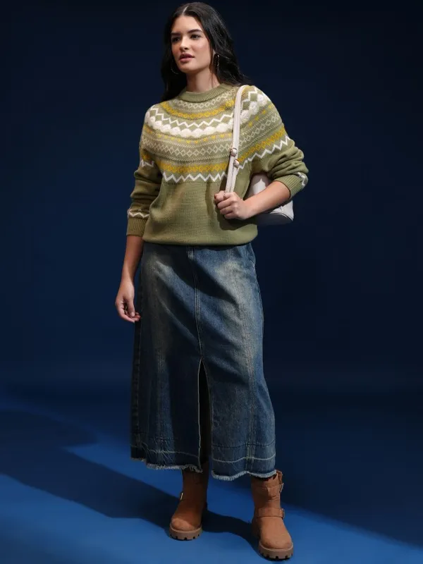 Women Self Design Sweater