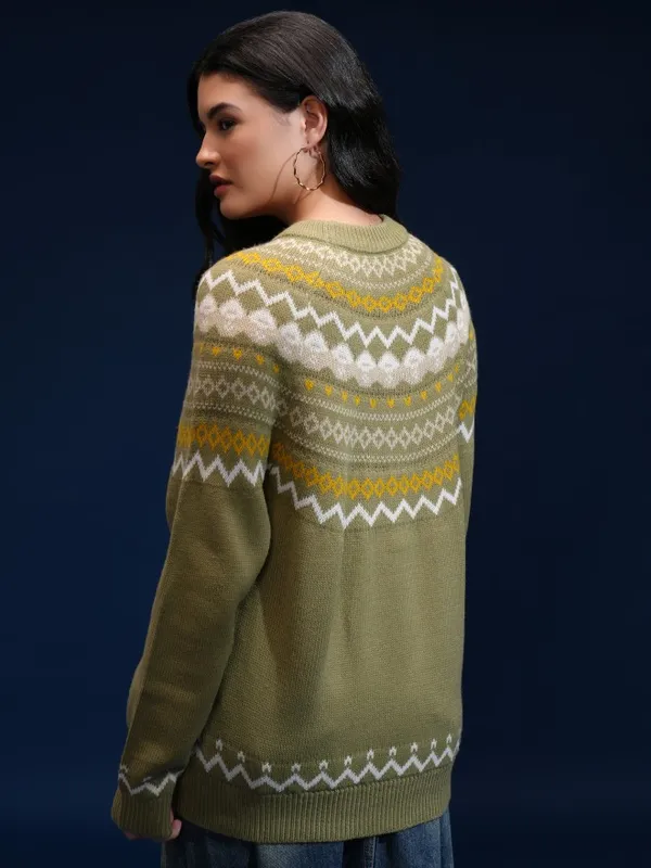 Women Self Design Sweater