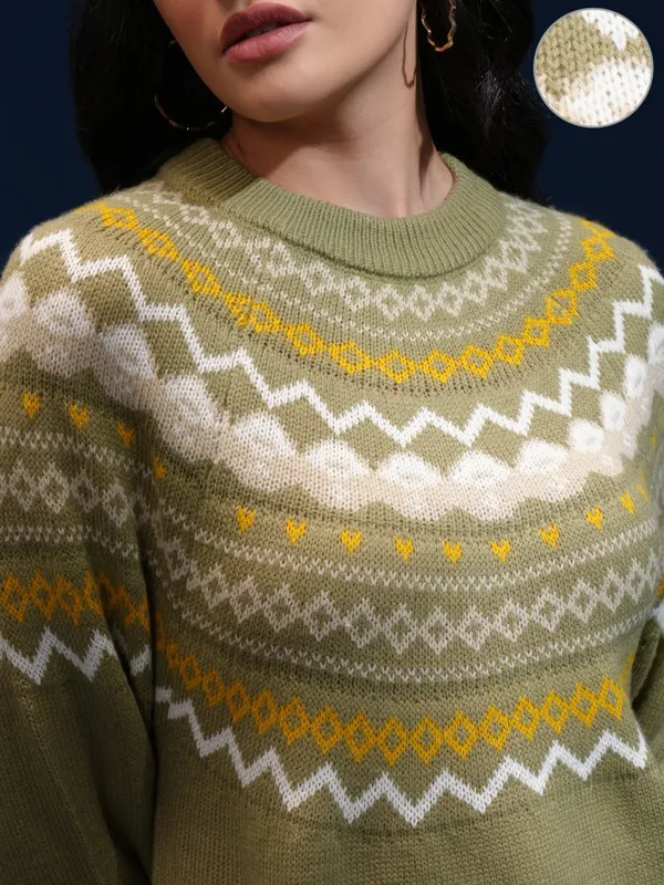 Women Self Design Sweater