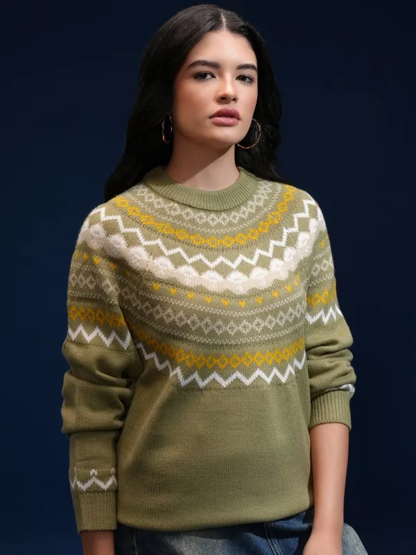 Women Self Design Sweater