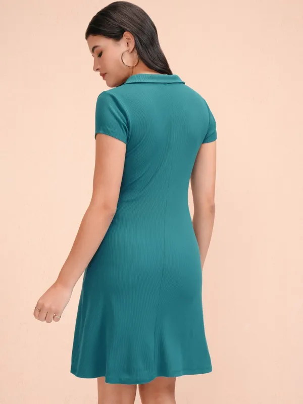 Solid Fit And Flare Dress