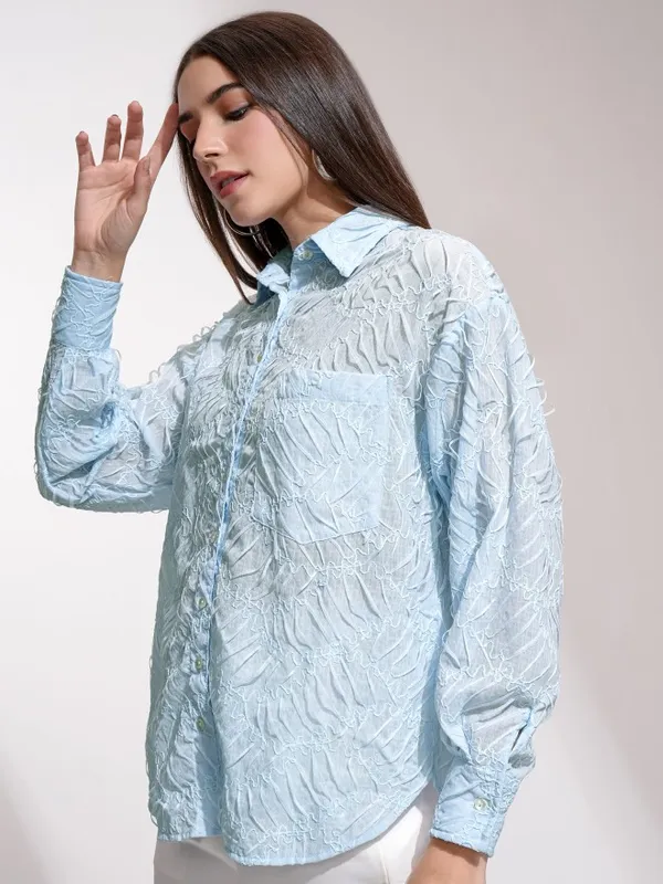Women Self Design Casual Shirt