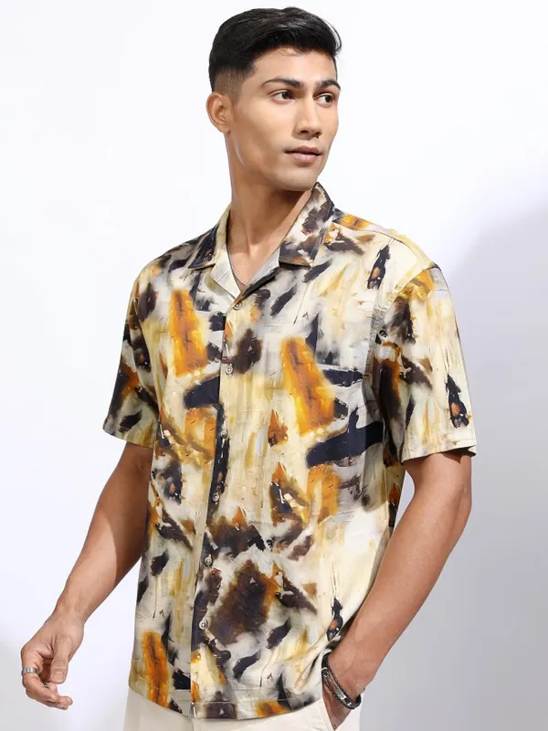 Locomotive Men Multicolour Printed Relaxed Fit Casual Shirt
