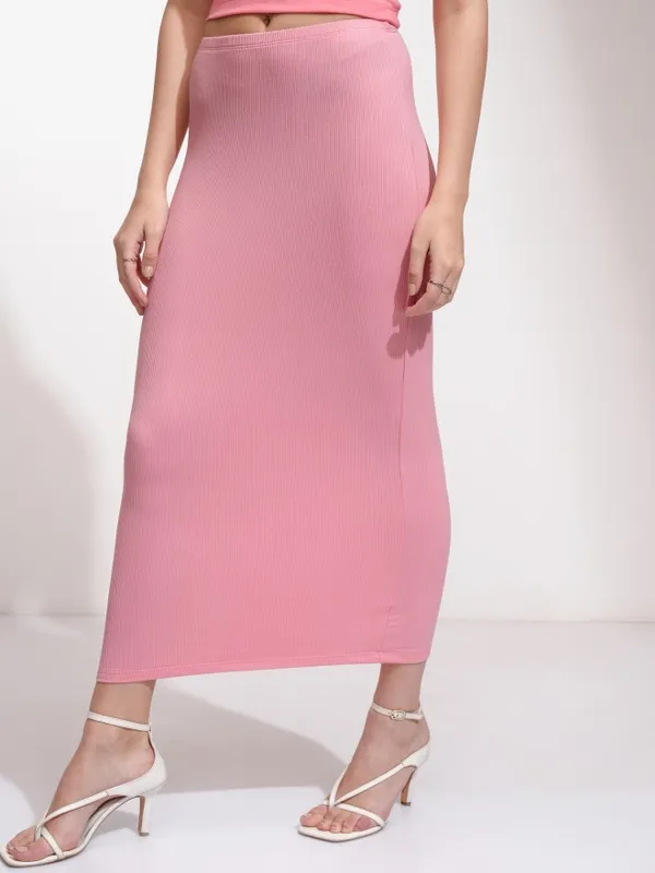 Tokyo Talkies Women Pink Midi Skirt