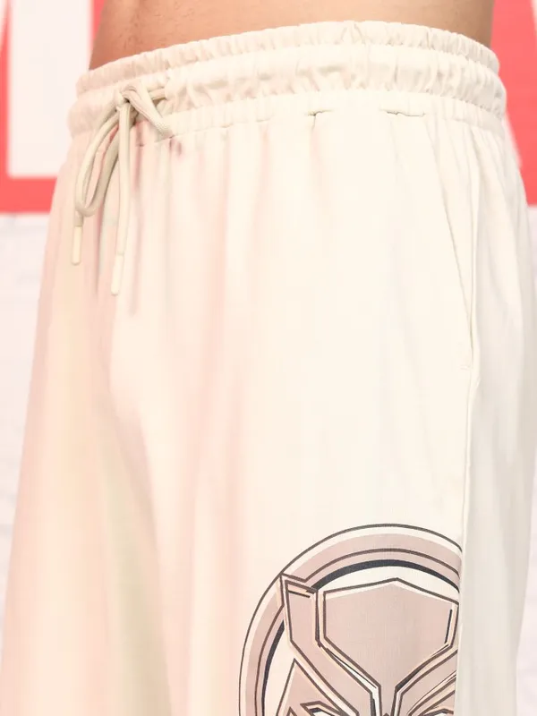 Marvel By Highlander Men Beige Black Panther T-Shirt With Shorts Co-Ords