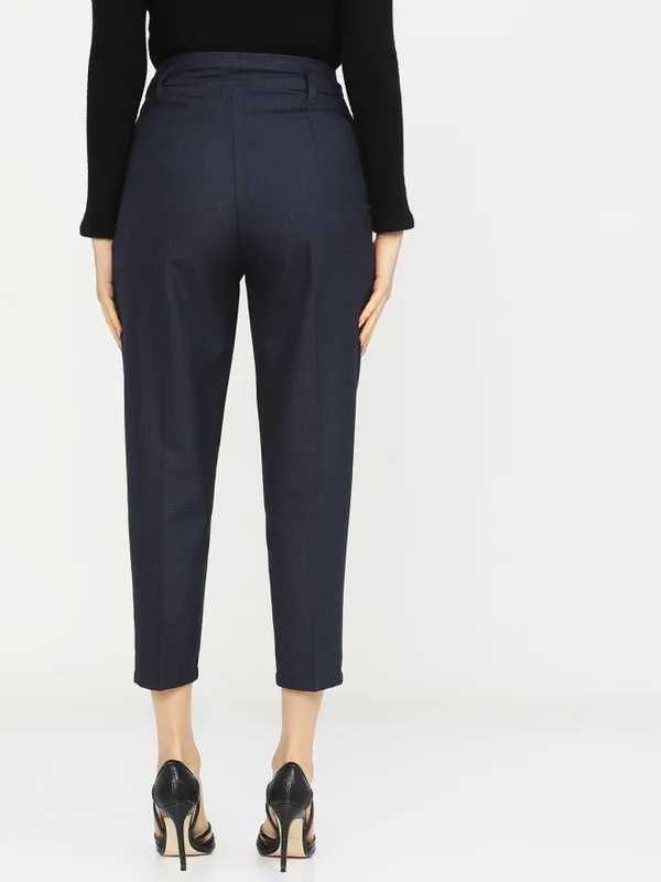 Tokyo Talkies Women Navy Blue Solid Regular Fit Casual Trouser