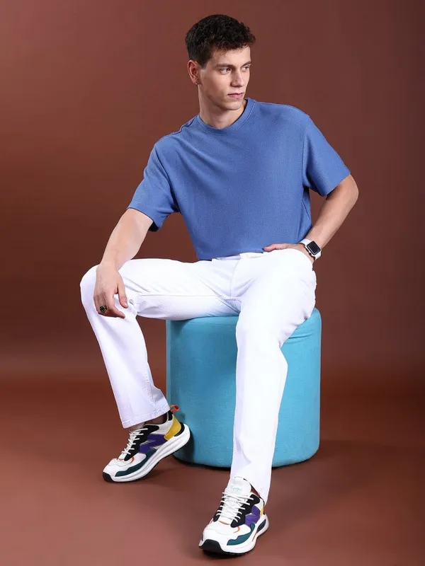 Highlander Men White Straight Fit Stretchable Jeans
