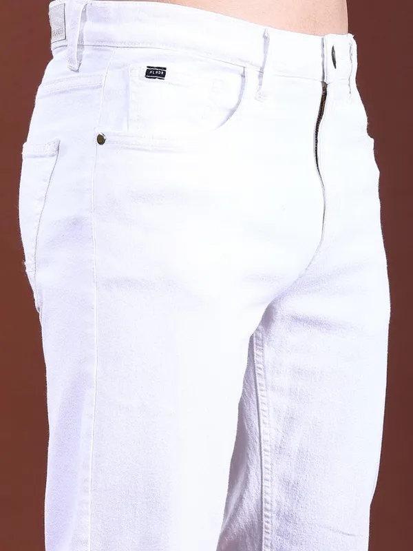 Highlander Men White Straight Fit Stretchable Jeans