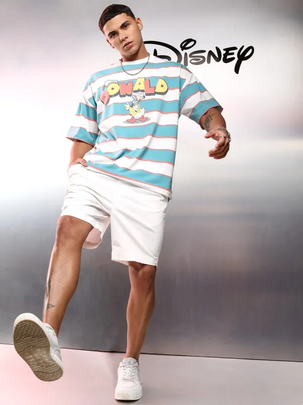 Donald Duck Men Printed Round Neck Oversized Fit T-Shirt