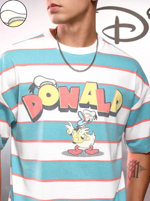 Donald Duck Men Printed Round Neck Oversized Fit T-Shirt