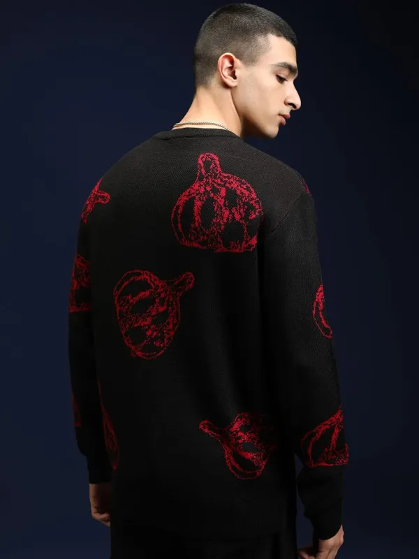 Highlander Men Black Round Neck Pullover Sweater