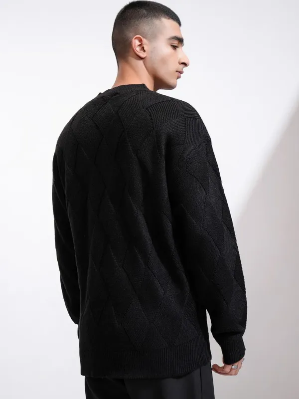 Highlander Men Black Round Neck Pullover