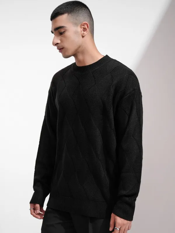 Highlander Men Black Round Neck Pullover