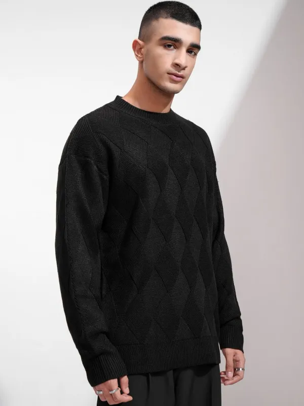 Highlander Men Black Round Neck Pullover