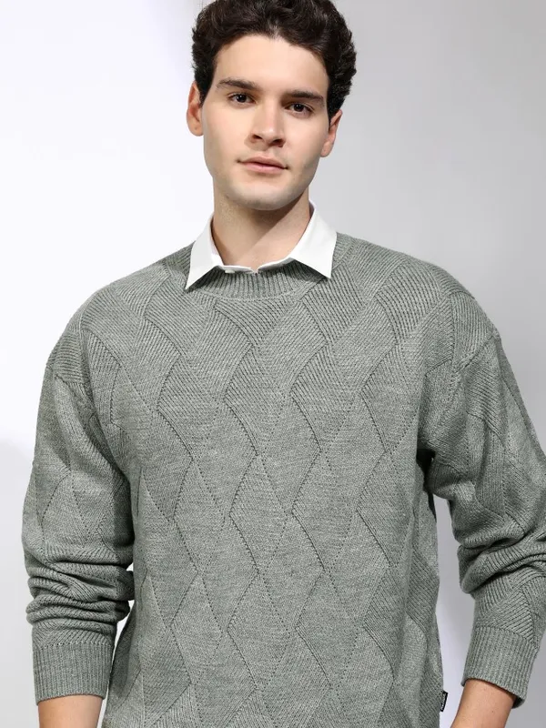 Highlander Men Grey Round Neck Pullover