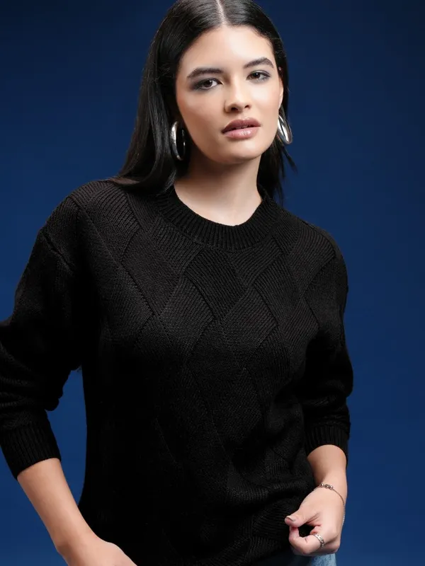 Women Self Design Sweater