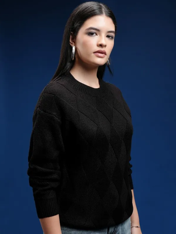 Women Self Design Sweater