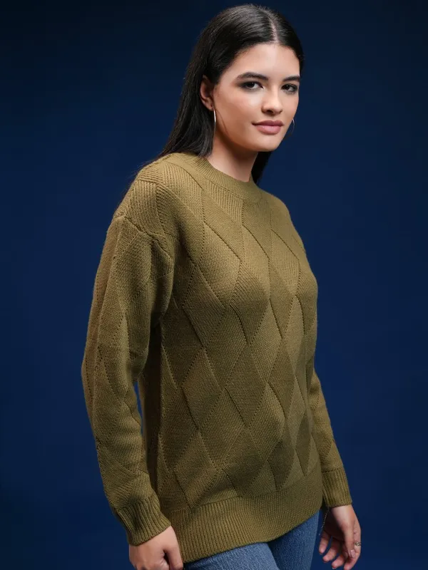 Tokyo Talkies Women Grey Round Neck Sweater