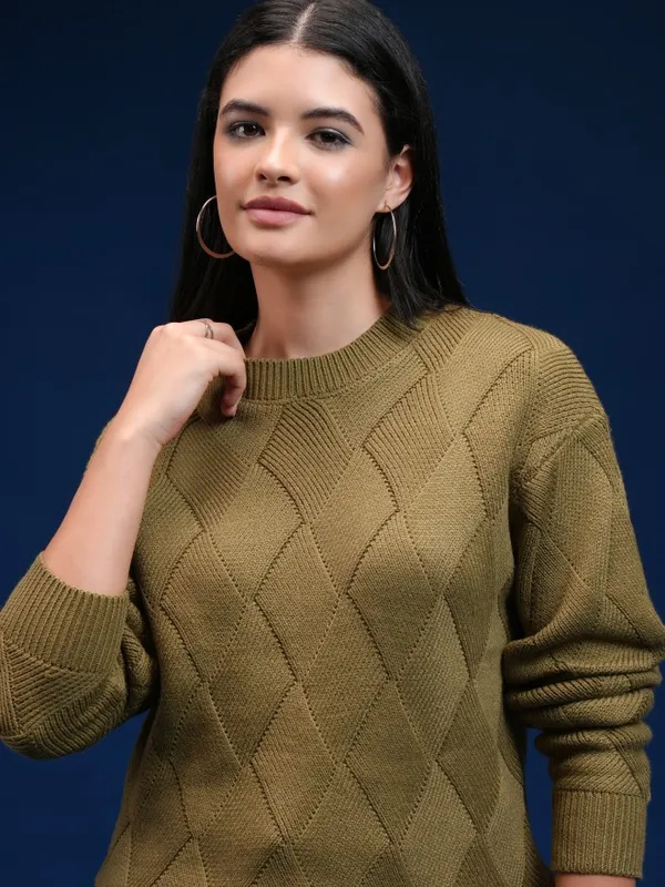 Tokyo Talkies Women Grey Round Neck Sweater