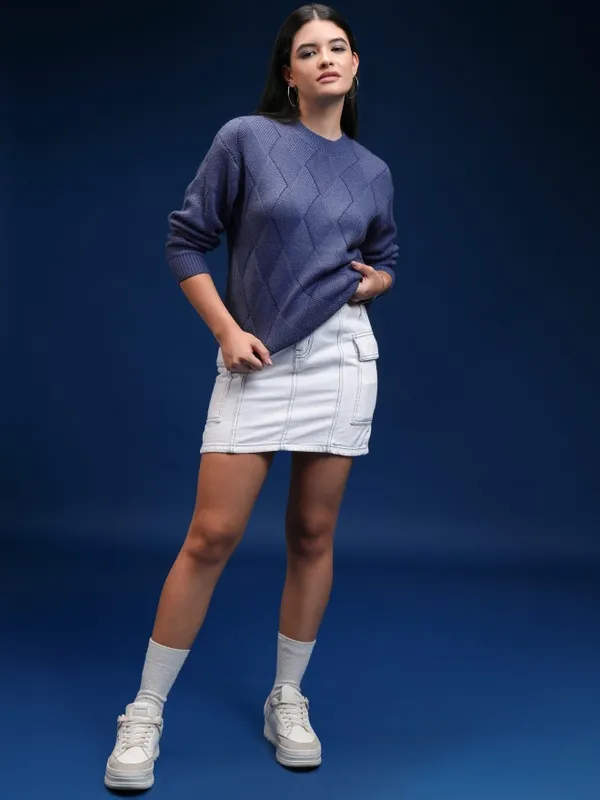 Women Self Design Sweater