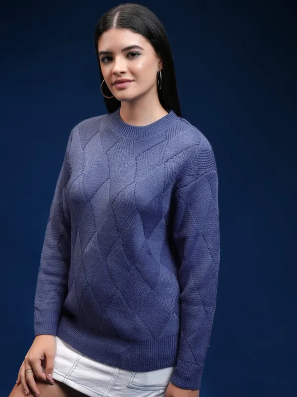 Women Self Design Sweater