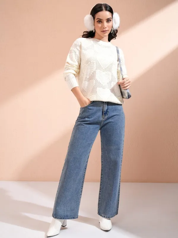 Women Self Design Sweater